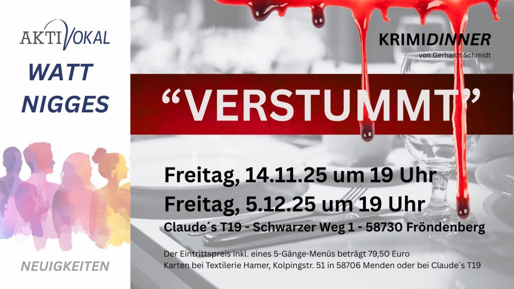 Bild zu WATT NIGGES (News): Programmankündigung "Krimidinner: Verstummt"