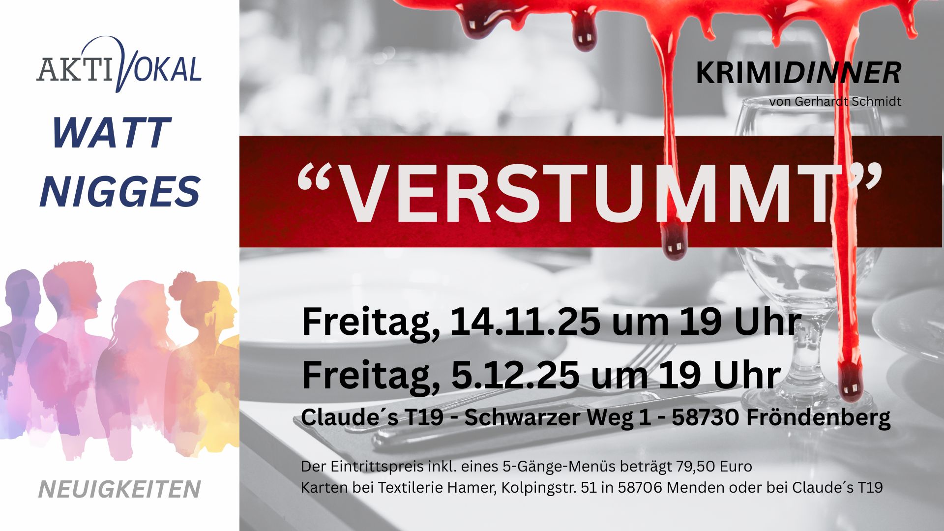 Bild zu WATT NIGGES (News): Programmankündigung "Krimidinner: Verstummt"
